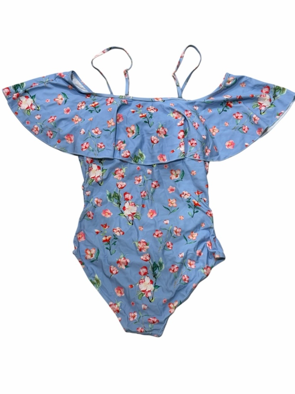 Floral Ruffle Off Shoulder One Piece Swimsuit Size Large - Picture 6 of 7